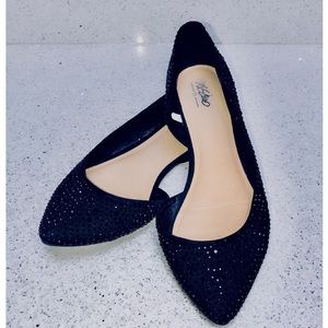 Sparkly Black, Pointed-Toe Flats